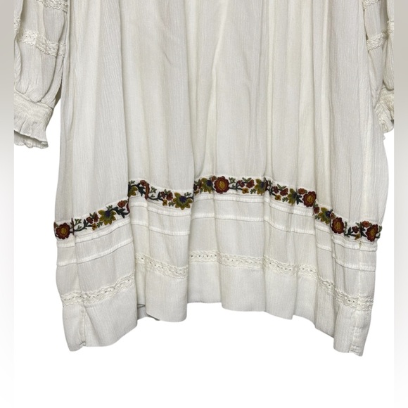 Free People Pasadena Ivory Cream Embroidered Mini Dress Long Sleeve Size Large - Picture 11 of 16